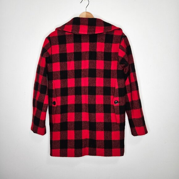 NILI LOTAN Buffalo Plaid Wool Jacket Coat Zs 0 Red Black Cabincore Fisherman - Picture 9 of 12